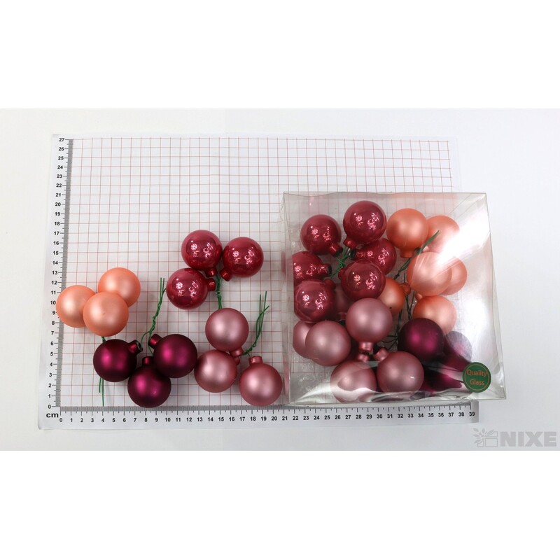 KOULE NA DR. 4x10cm 36ks MIX*RŮŽOVÁ