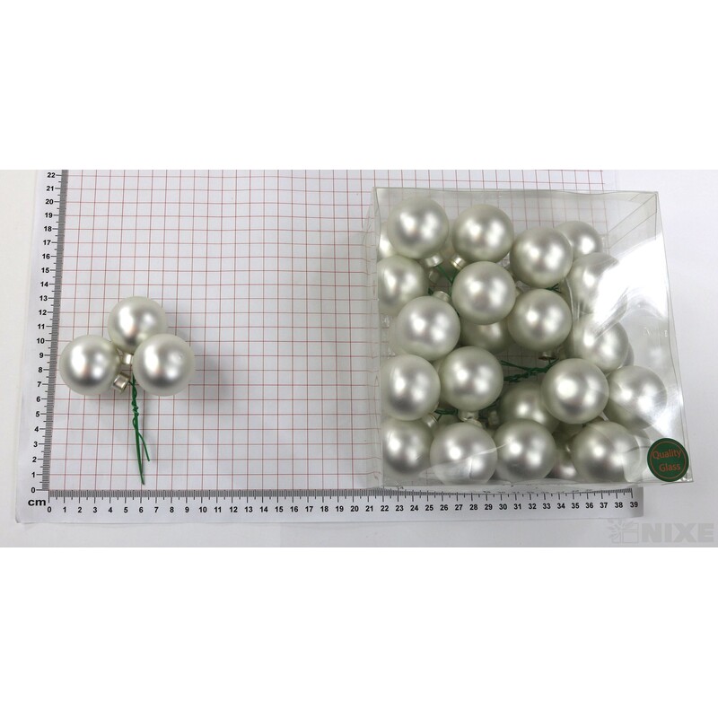 KOULE NA DR. 4x10cm 36ks MAT*STŘÍBRNÁ