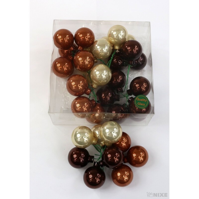 KOULE NA DR. 4x10cm 36ks MIX*HNĚDÁ