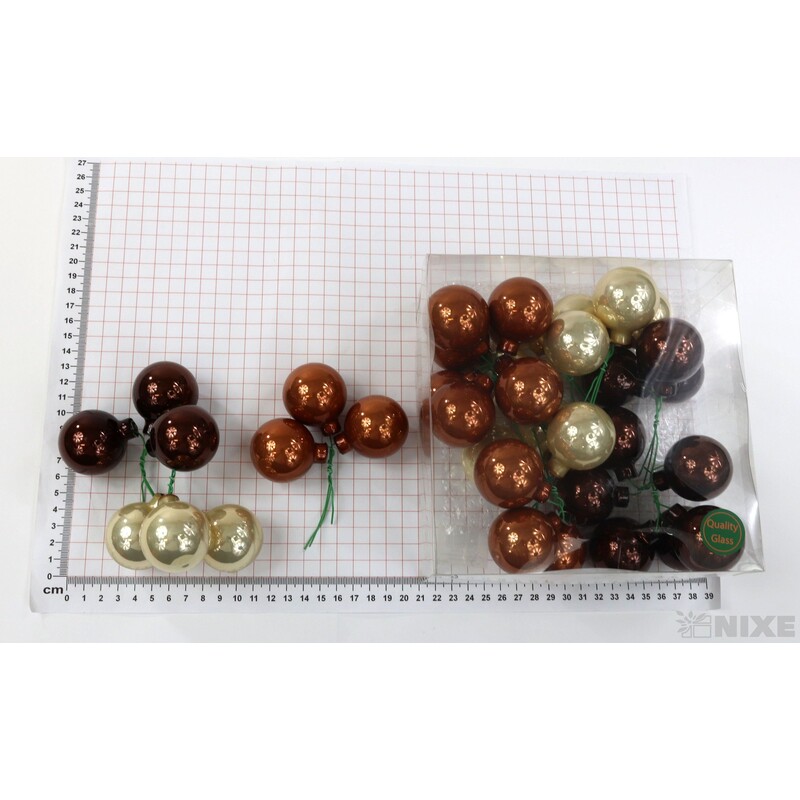 KOULE NA DR. 4x10cm 36ks MIX*HNĚDÁ