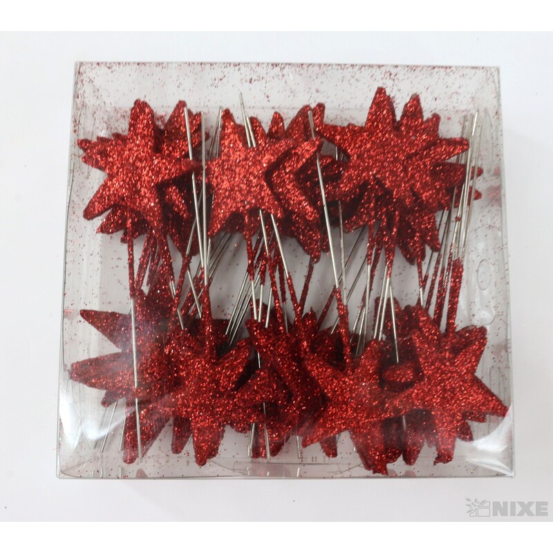 ŠPENDLÍK HVĚZDA 40mmx9cm 48ks*ČERVENÁ