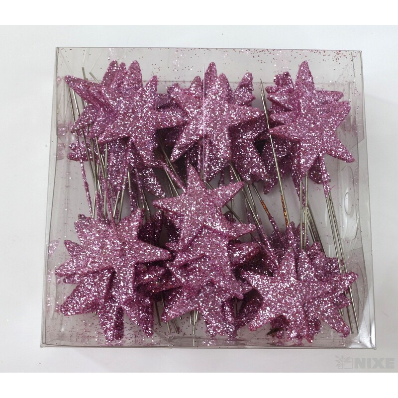 ŠPENDLÍK HVĚZDA 40mmx9cm 48ks*RŮŽOVÁ