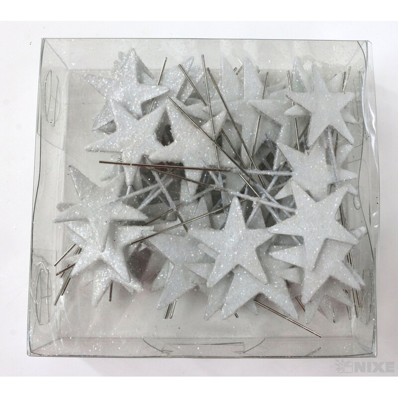 ŠPENDLÍK HVĚZDA 40mmx9cm 48ks*BÍLÁ