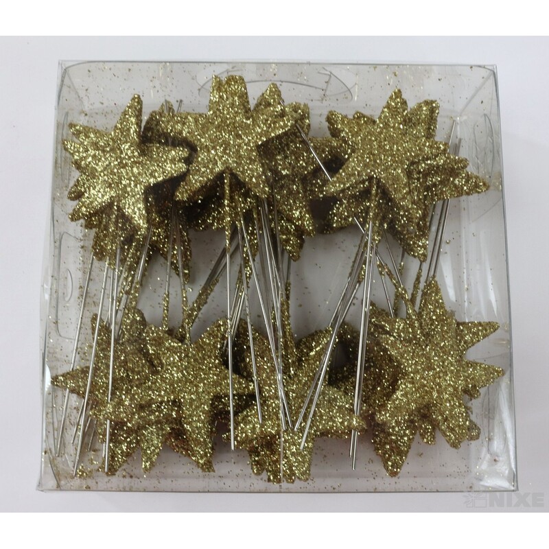 ŠPENDLÍK HVĚZDA 40mmx9cm 48ks*ZLATÁ