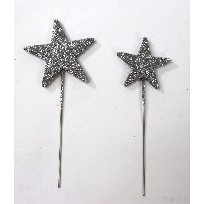 ŠPENDLÍK HVĚZDA 40mmx9cm 48ks*STŘÍBRNÁ