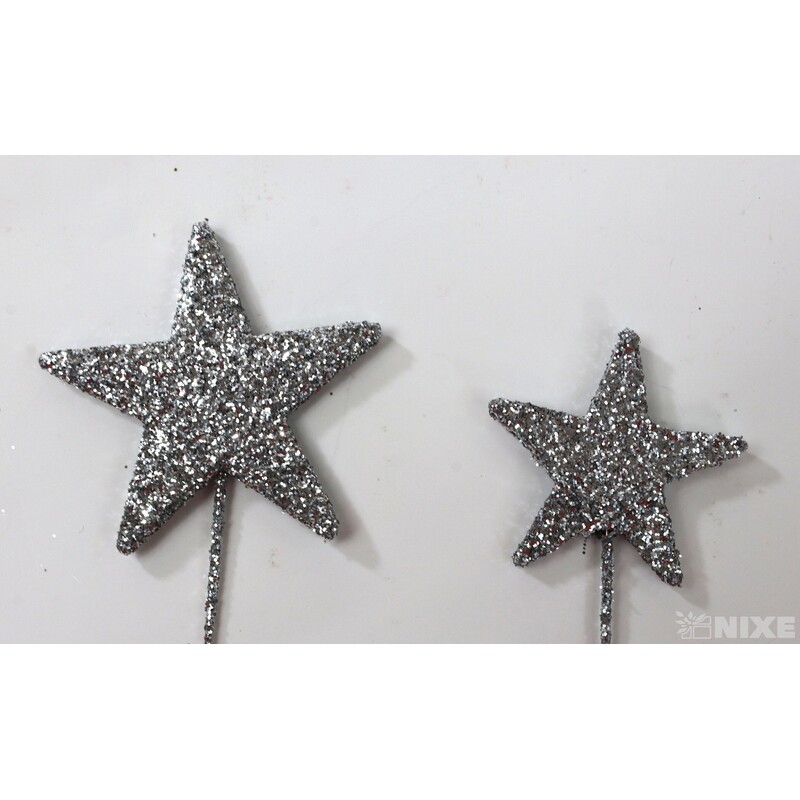 ŠPENDLÍK HVĚZDA 40mmx9cm 48ks*STŘÍBRNÁ