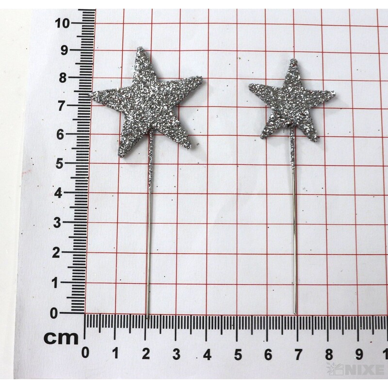 ŠPENDLÍK HVĚZDA 40mmx9cm 48ks*STŘÍBRNÁ