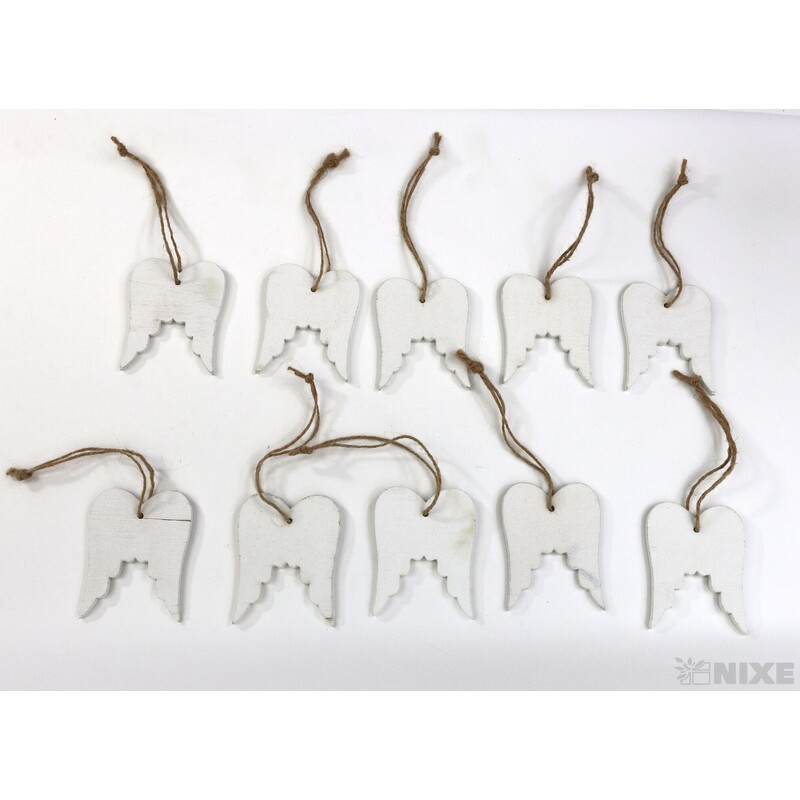 ZÁVĚS ANDĚL KŘÍDLA 10ks 7x5,5cm*BÍLÁ