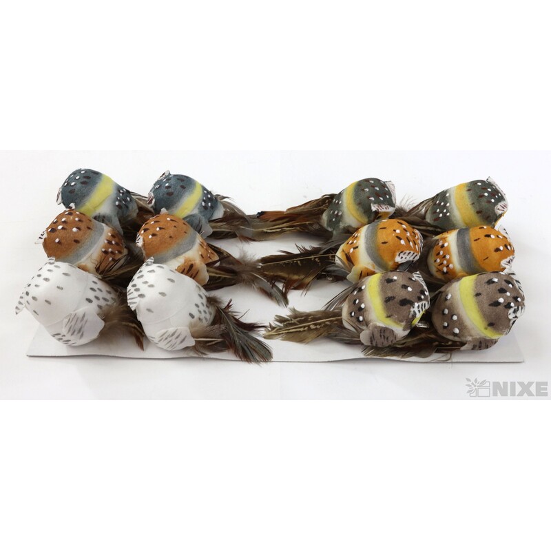 PTÁČEK  KLIPS 6cm 12ks*MIX BAREV