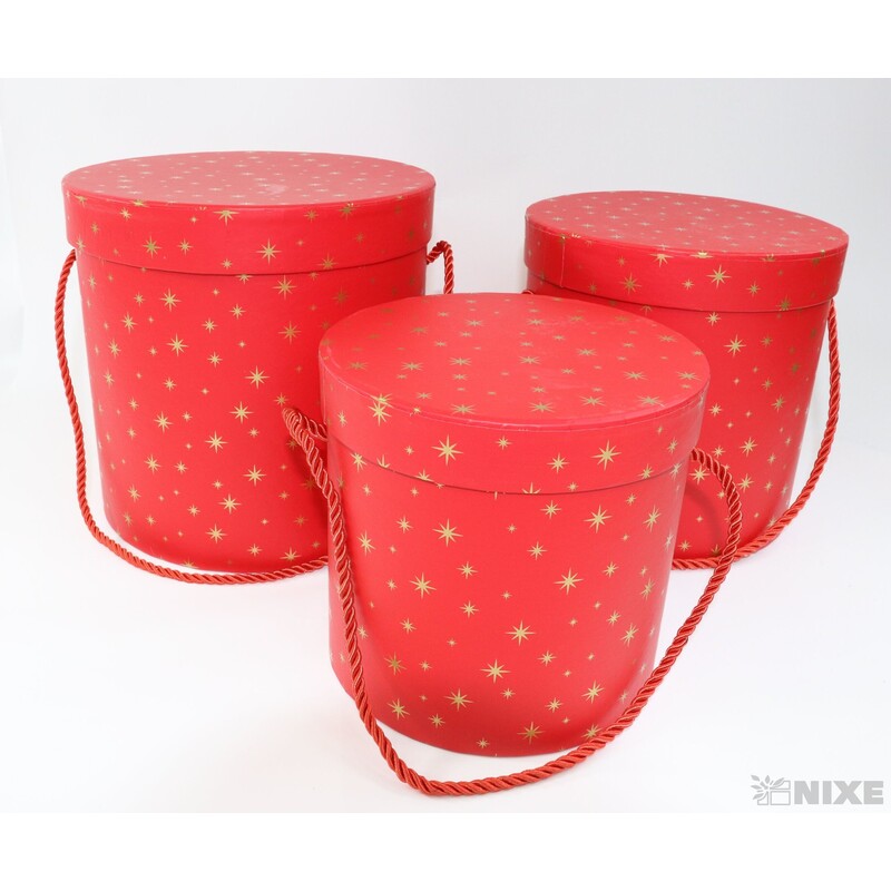 KVĚTINOVÝ BOX 3ks pr. 19x18cm 16x16 14x14*ČERVENÁ