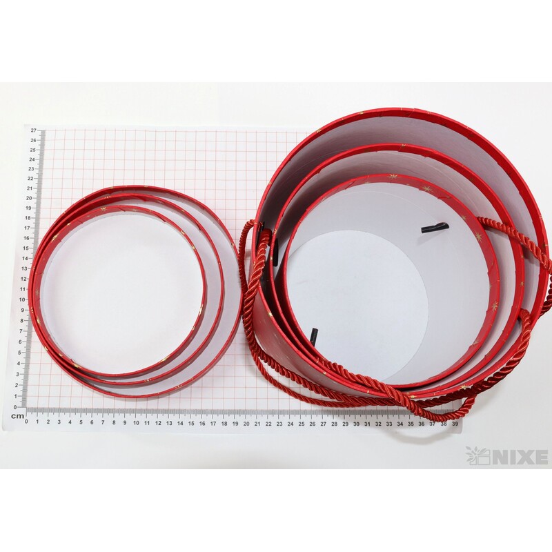 KVĚTINOVÝ BOX 3ks pr. 19x18cm 16x16 14x14*ČERVENÁ