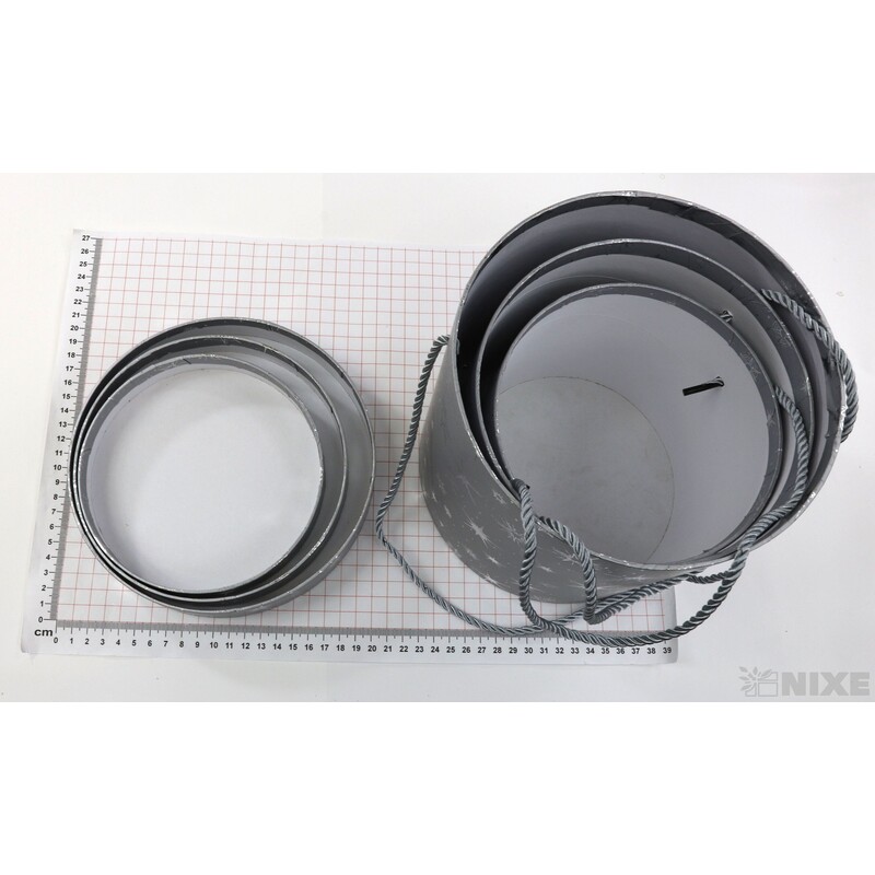 KVĚTINOVÝ BOX 3ks pr. 19x18cm 16x16 14x14*STŘÍBRNÁ