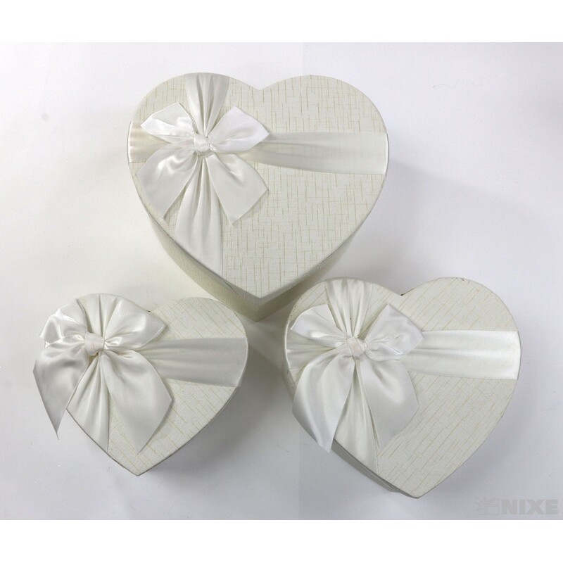 KRABICE SRDCE 3ks 20x8,5cm 16,5x7 13,5x5,5*BÍLÁ