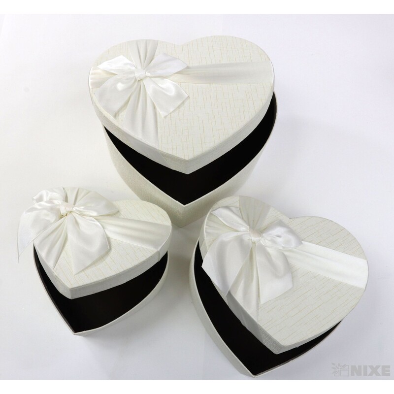 KRABICE SRDCE 3ks 20x8,5cm 16,5x7 13,5x5,5*BÍLÁ