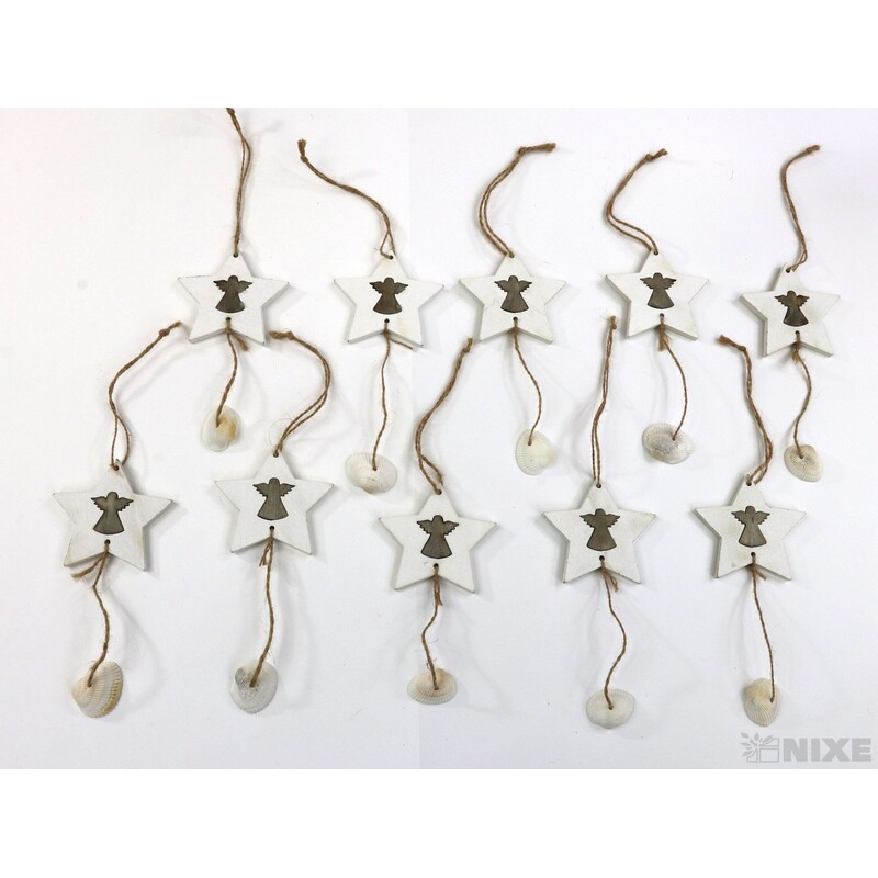 ZÁVĚS HVĚZDA 10ks 6,5cm*BÍLÁ