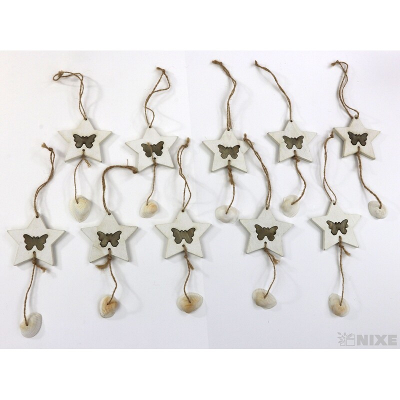 ZÁVĚS HVĚZDA 10ks 6,5cm*BÍLÁ