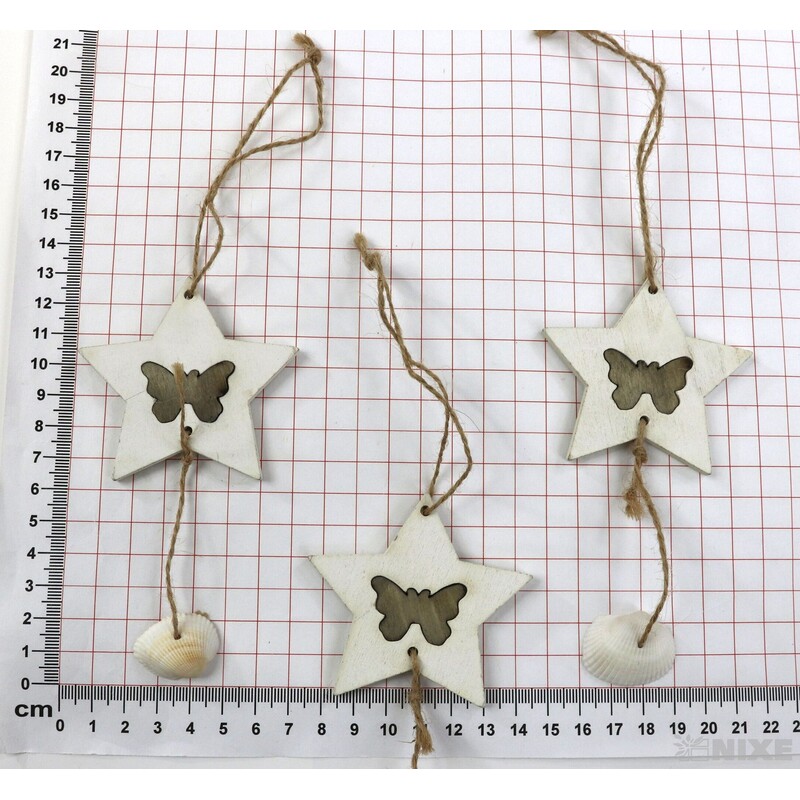 ZÁVĚS HVĚZDA 10ks 6,5cm*BÍLÁ