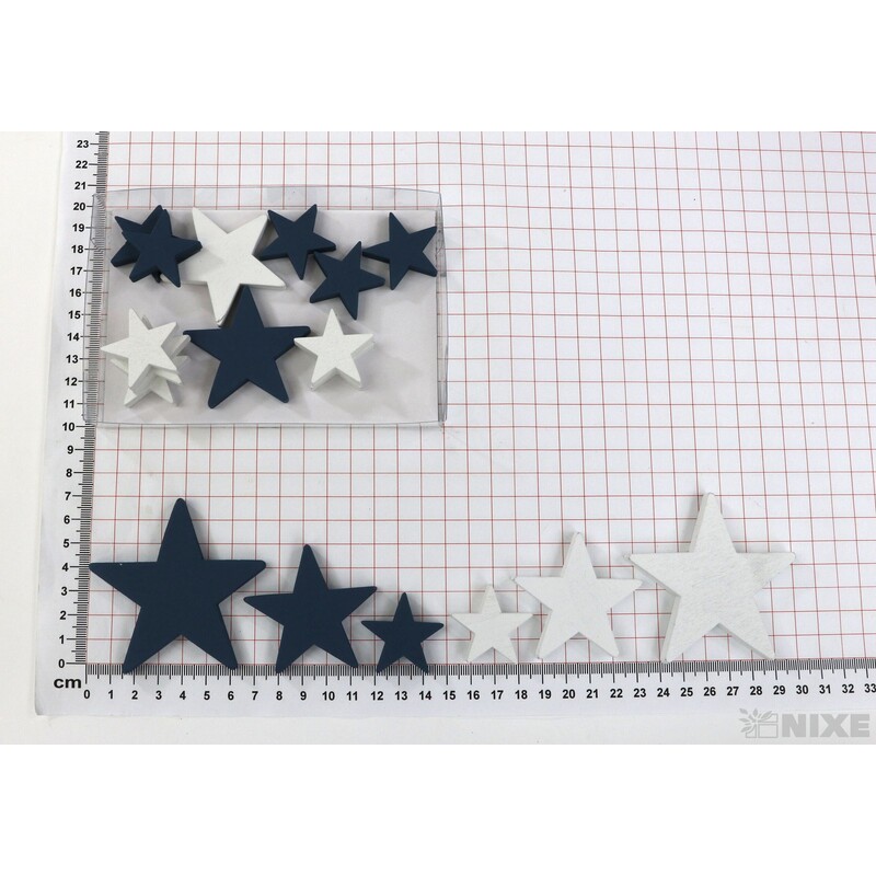 HVĚZDA 3-7cm 18ks*MIX BAREV