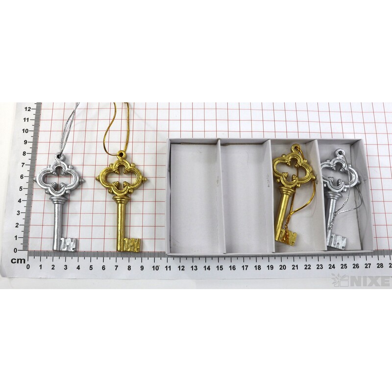 ZÁVĚS KLÍČ 8cm 4ks*MIX BAREV