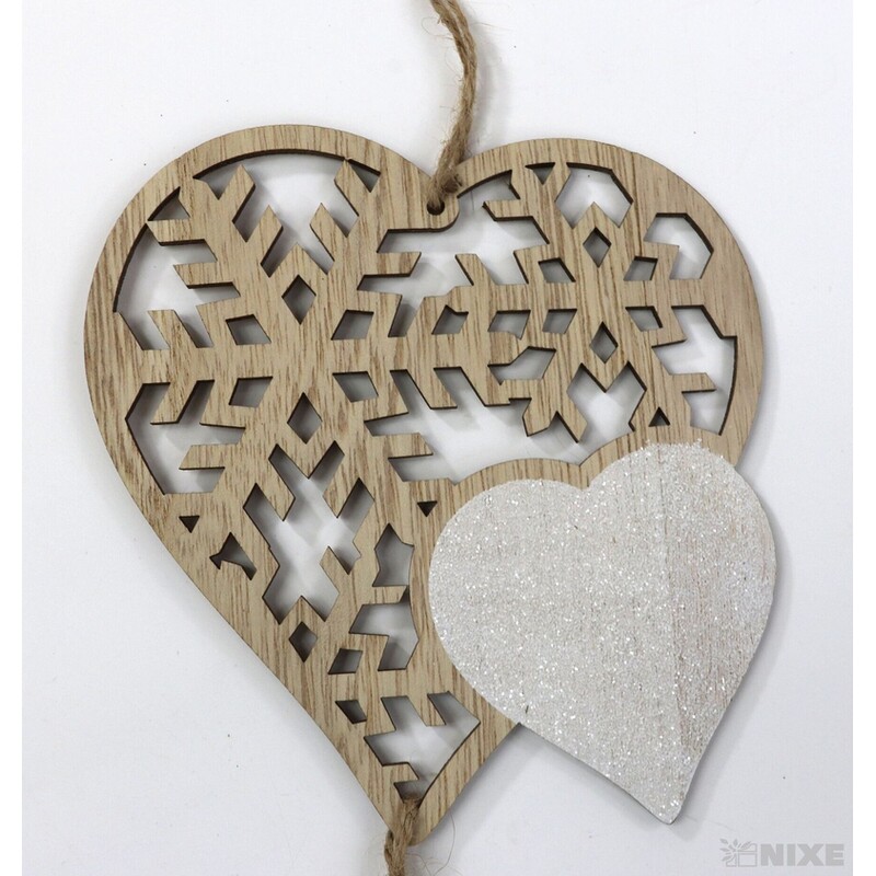 ZÁVĚS SRDCE 14cm*PŘÍRODNÍ