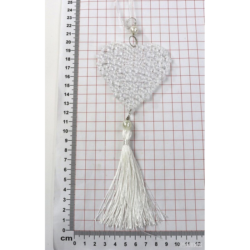 ZÁVĚS SRDCE 8cm*BÍLÁ