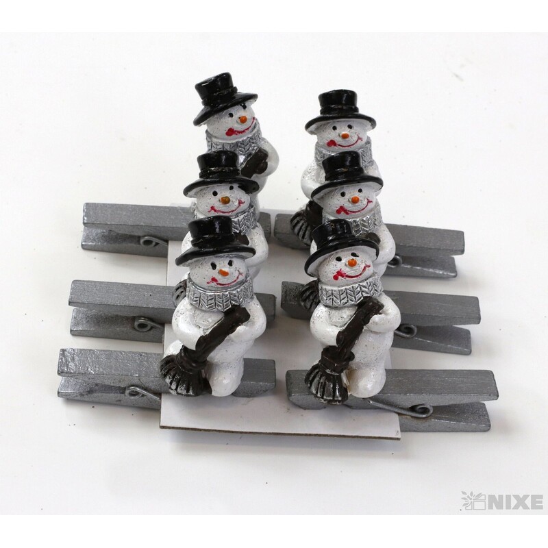 SNĚHULÁK NA KOLÍČKU 3,5-4,5cm 6ks*MIX BAREV