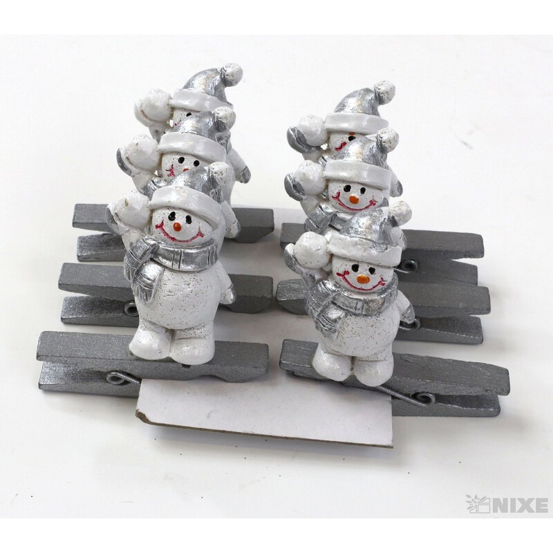 SNĚHULÁK NA KOLÍČKU 3,5-4,5cm 6ks*MIX BAREV