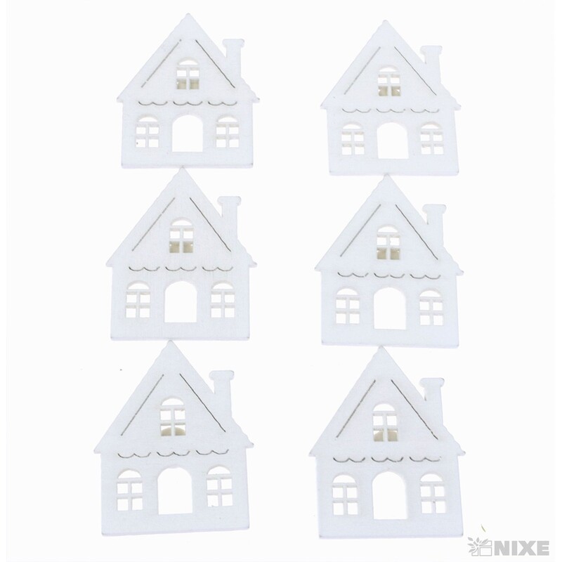 DOMEČEK NALEP. 4cm 6ks*BÍLÁ