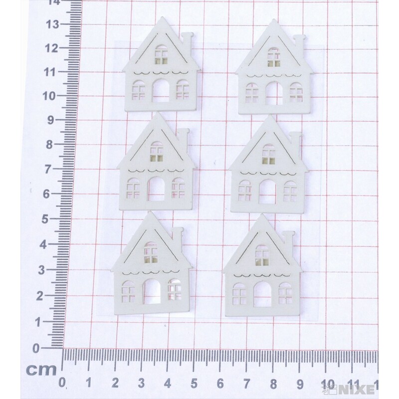 DOMEČEK NALEP. 4cm 6ks*BÍLÁ