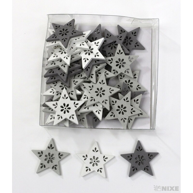 HVĚZDA 3cm 24ks*MIX BAREV