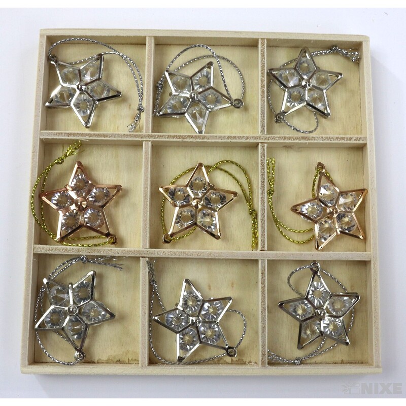 ZÁVĚS AKRYL HVĚZDA 9ks 3cm*MIX BAREV