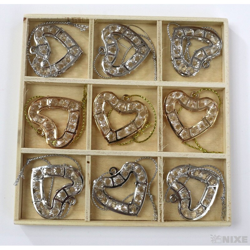 ZÁVĚS AKRYL SRDCE 9ks 3cm*MIX BAREV