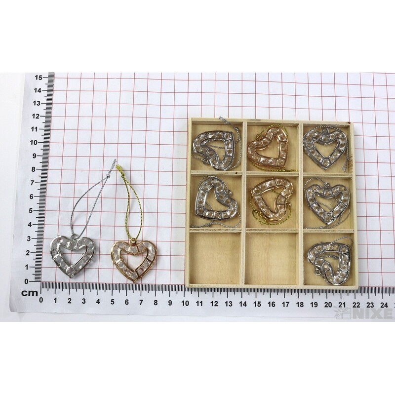 ZÁVĚS AKRYL SRDCE 9ks 3cm*MIX BAREV