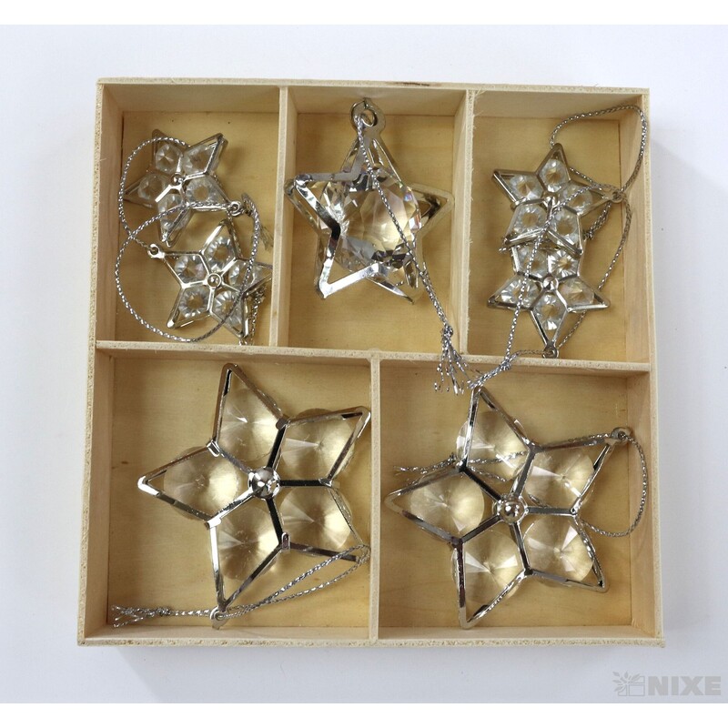 ZÁVĚS AKRYL HVĚZDA 7ks 2-5cm*STŘÍBRNÁ