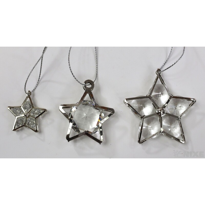 ZÁVĚS AKRYL HVĚZDA 7ks 2-5cm*STŘÍBRNÁ