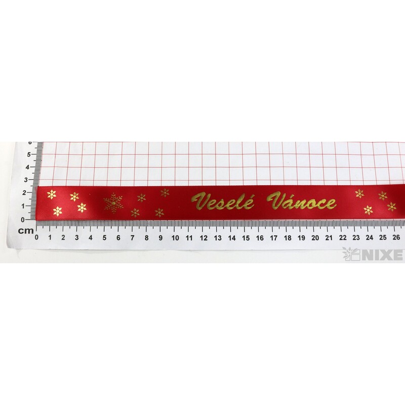 STUHA VESELÉ VÁNOCE 25mmx25m*ČERVENÁ-ZLATÁ METAL