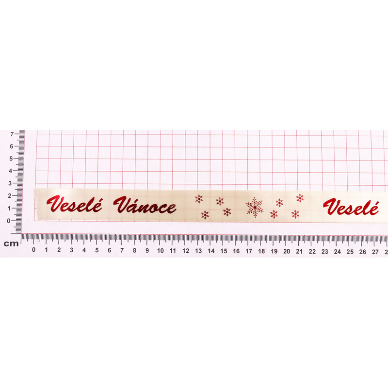 STUHA VESELÉ VÁNOCE 25mmx25m*KRÉMOVÁ-ČERVENÁ METAL