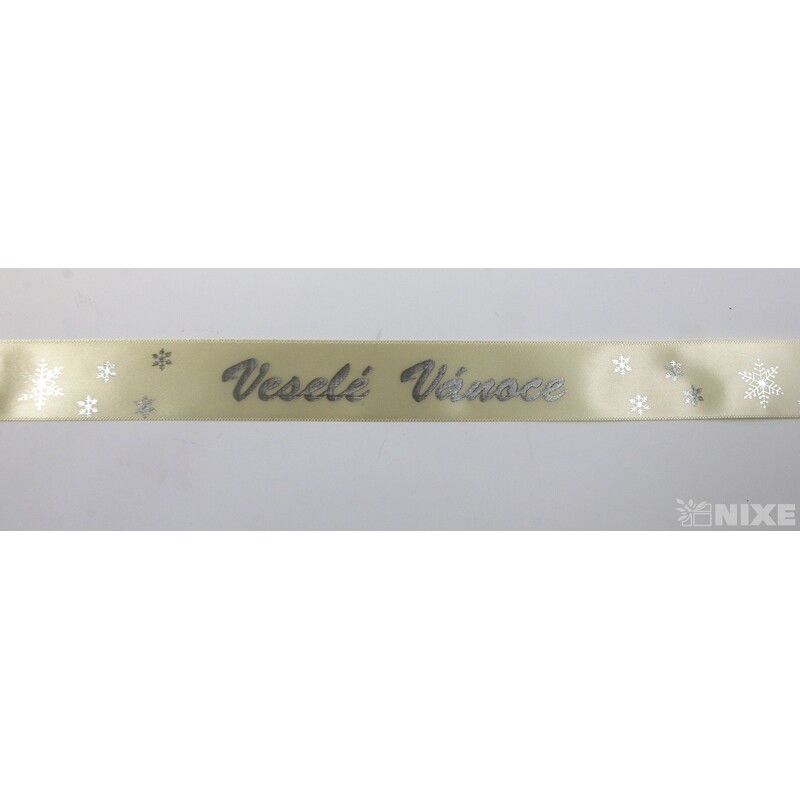 STUHA VESELÉ VÁNOCE 25mmx25m*KRÉMOVÁ-STŘÍBRNÁ METAL