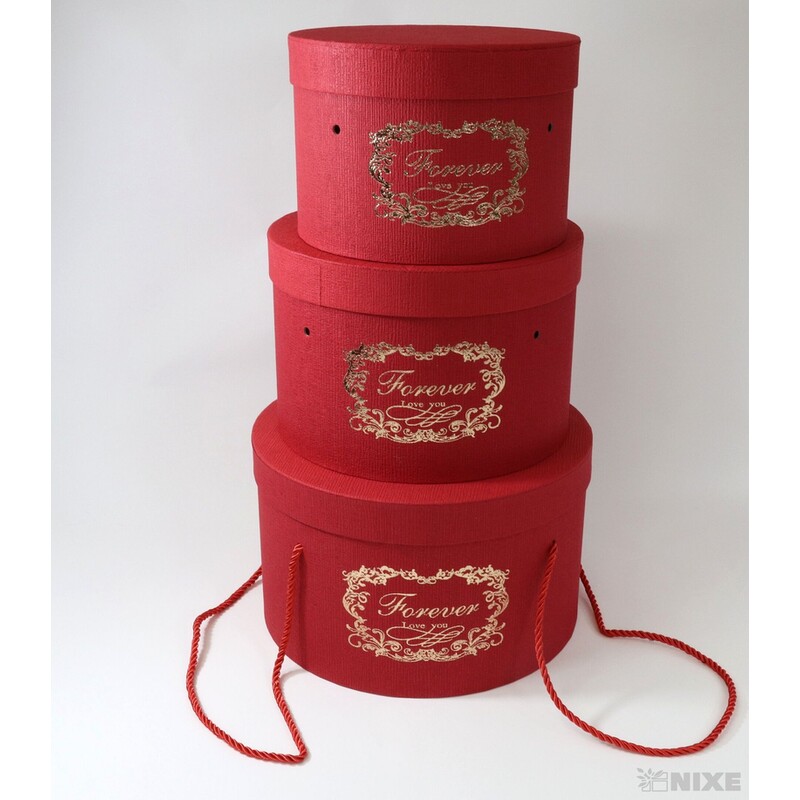 KVĚTINOVÝ BOX 3ks pr. 24x15cm 21x14 18x13*ČERVENÁ