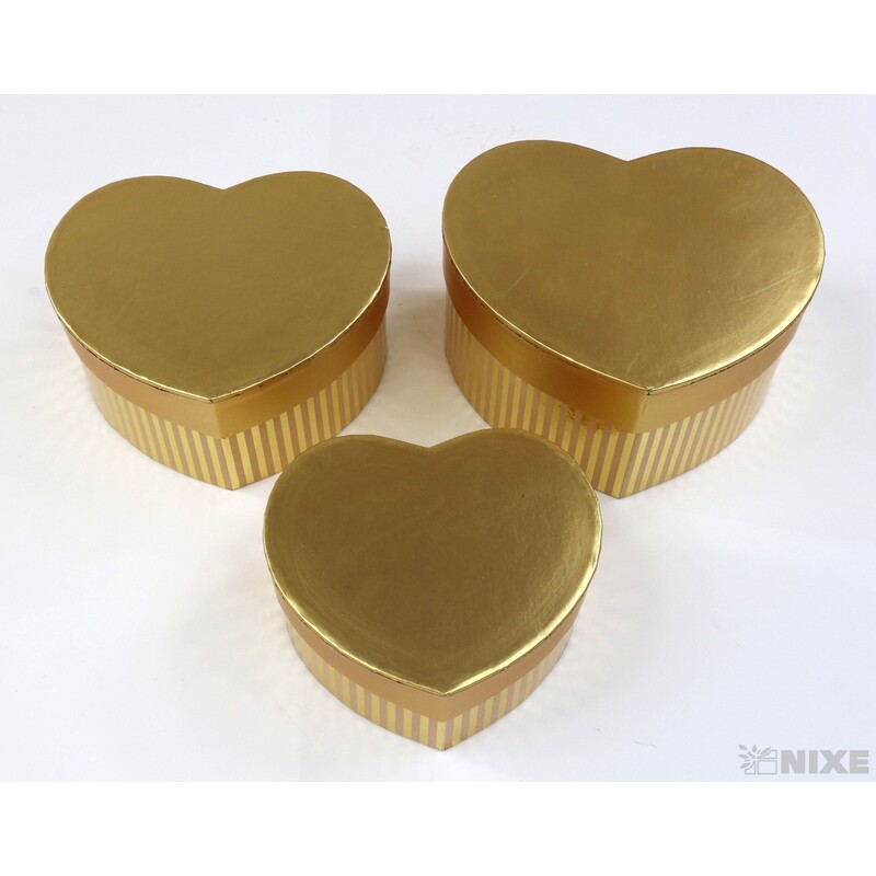 KRABICE SRDCE 13x7cm 11x6 10x5*ZLATÁ