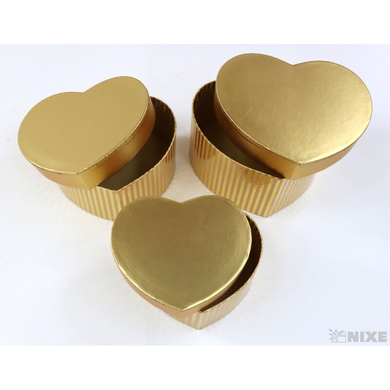 KRABICE SRDCE 13x7cm 11x6 10x5*ZLATÁ