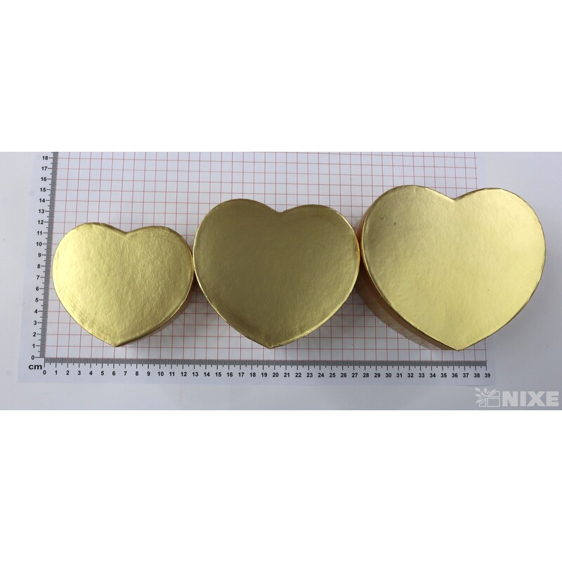 KRABICE SRDCE 13x7cm 11x6 10x5*ZLATÁ