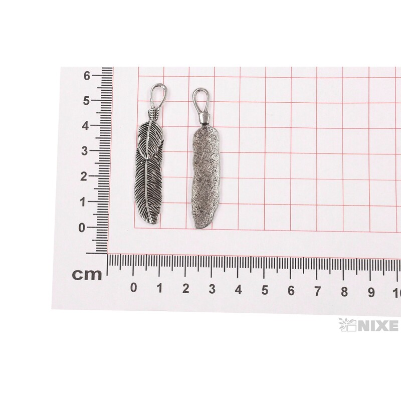 ZÁVĚS KOV PEŘÍ 20ks 4cm*STŘÍBRNÁ