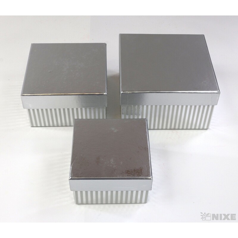 KRABICE 12x7x7cm 10x6x10 8x5x8*STŘÍBRNÁ