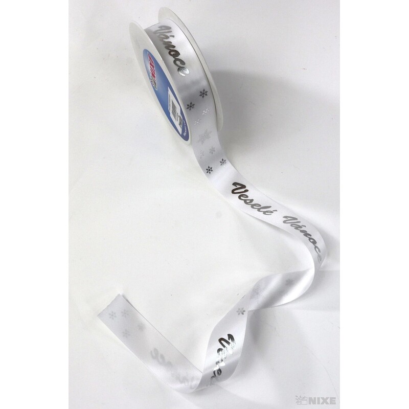 STUHA VESELÉ VÁNOCE 25mmx25m*BÍLÁ-STŘÍBRNÁ METAL