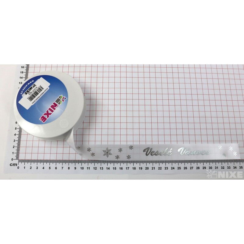 STUHA VESELÉ VÁNOCE 25mmx25m*BÍLÁ-STŘÍBRNÁ METAL
