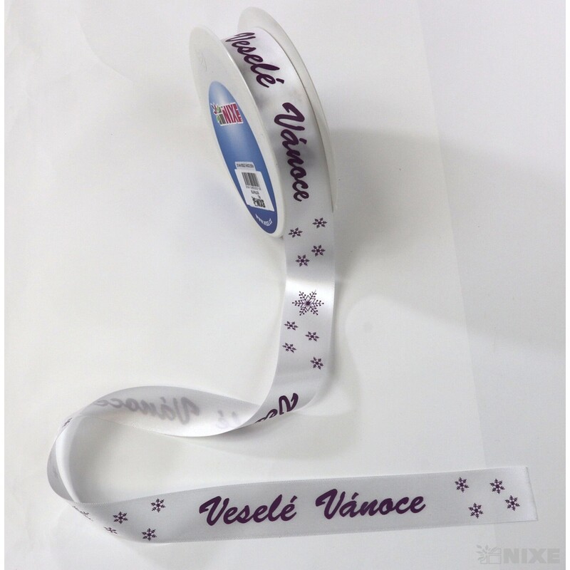 STUHA VESELÉ VÁNOCE 25mmx25m*BÍLÁ-FIALOVÁ