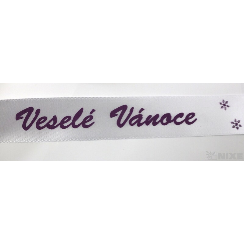 STUHA VESELÉ VÁNOCE 25mmx25m*BÍLÁ-FIALOVÁ