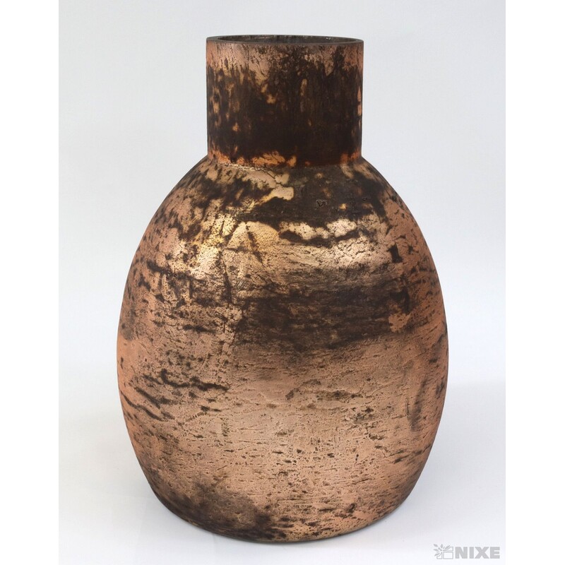 VÁZA SKLO 20cm*MĚDENÁ