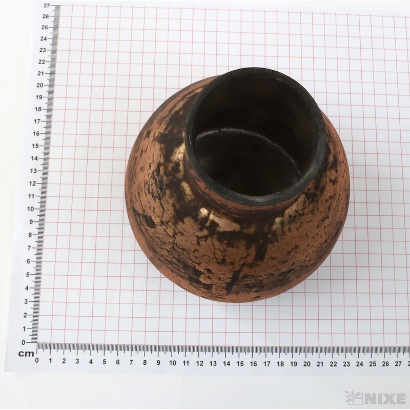 VÁZA SKLO 20cm*MĚDENÁ